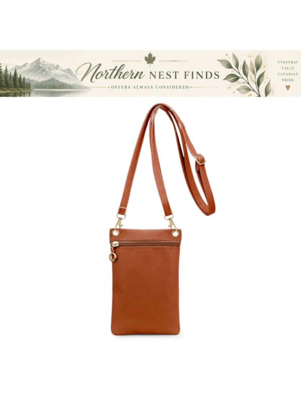 PU Leather Crossbody Phone Bag with Detachable Strap